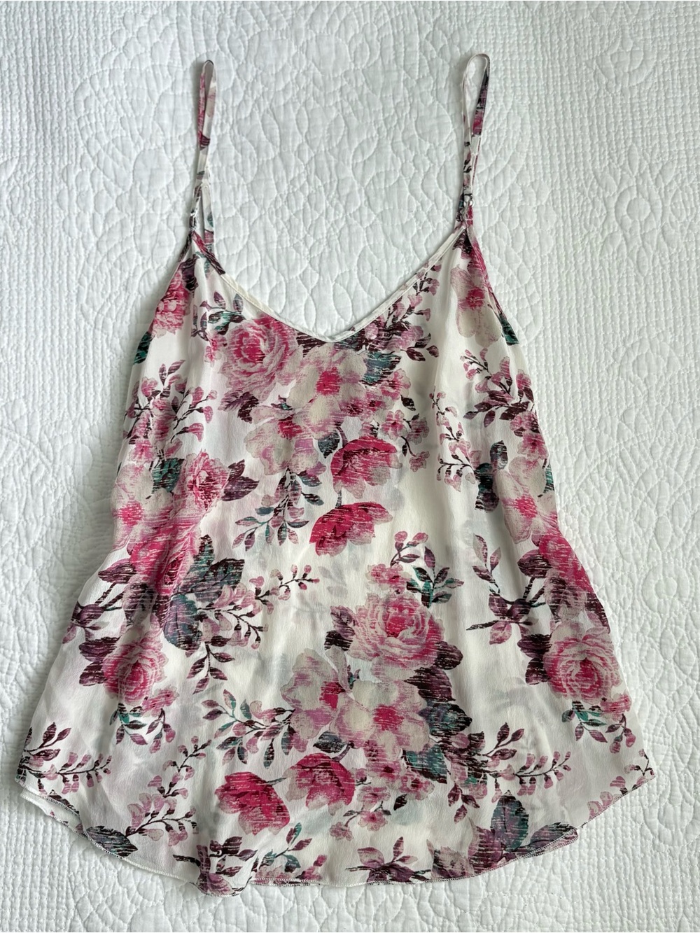 100% Silk Aritzia Wilfred Floral Tank Top Blouse